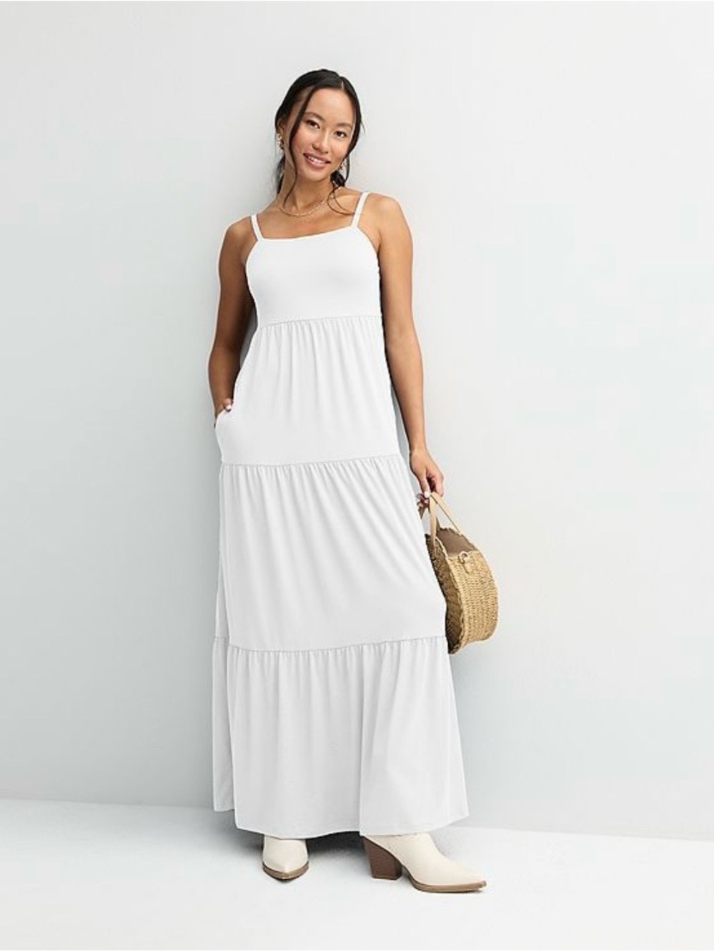 SO Dusty Rose Tiered Spaghetti-Strap Maxi Dress